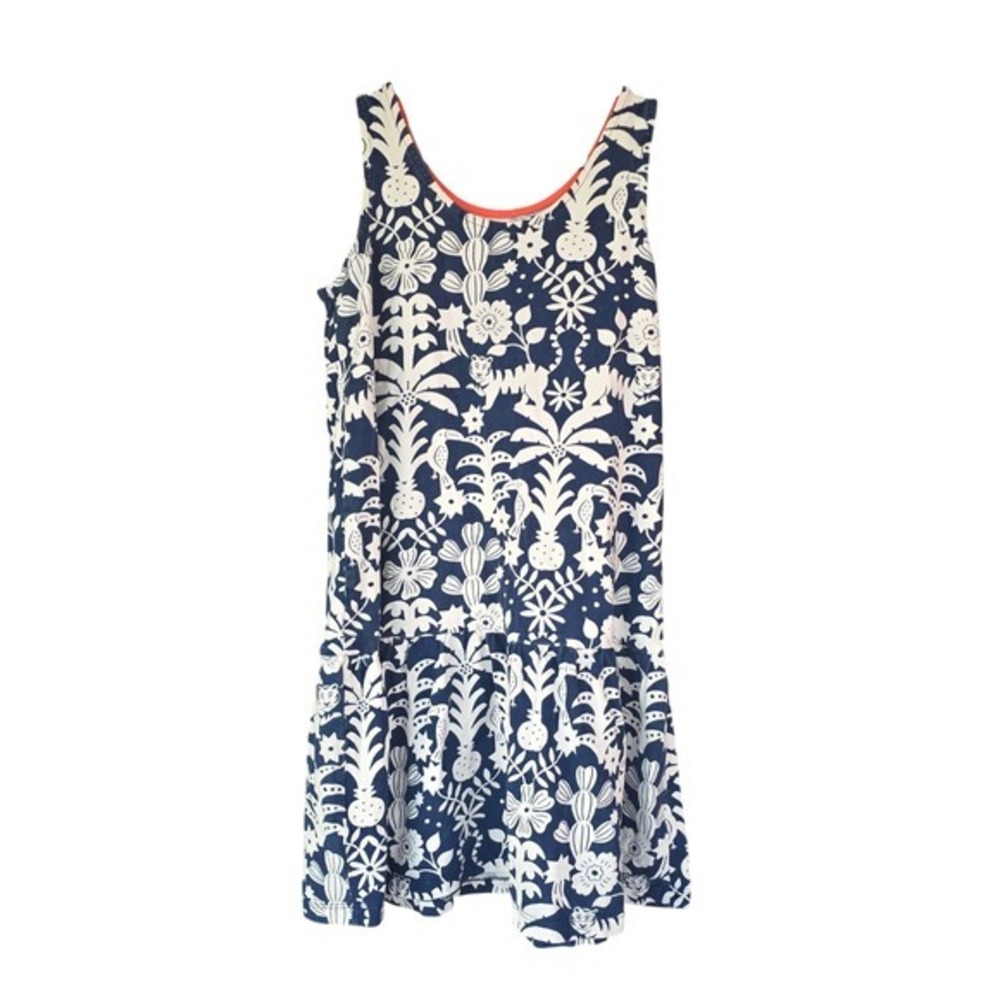 Mini Boden Girls‎ Navy White Jungle Tiger Toucan Dress 11-12Y